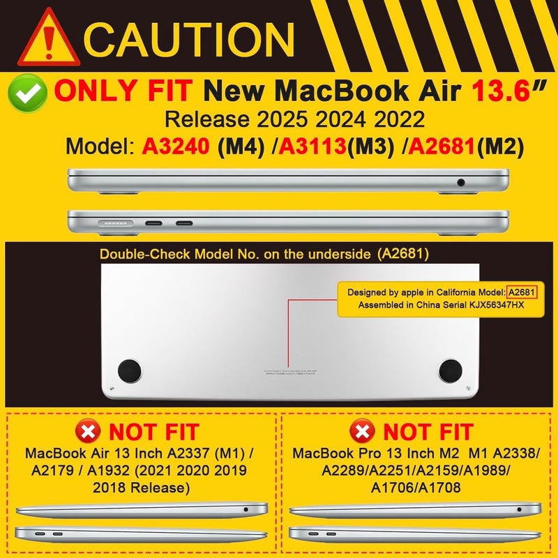 Batianda for M4 MacBook Air 13.6 inch Case 2025 2024 2022 Release Model A3240 A2681 M2 A3113 M3, Heavy Duty Shockproof Protective Hard Shell with Fold Kickstand & Keyboard Cover, Lavender Grey - Image 2